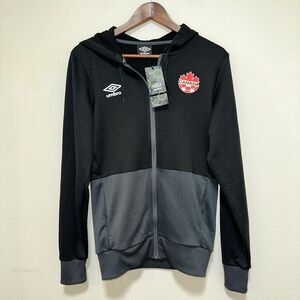 Umbro Hoodie Mens Black Gray Small Full Zip Pockets Athletic Sweatshirt‎ NWT